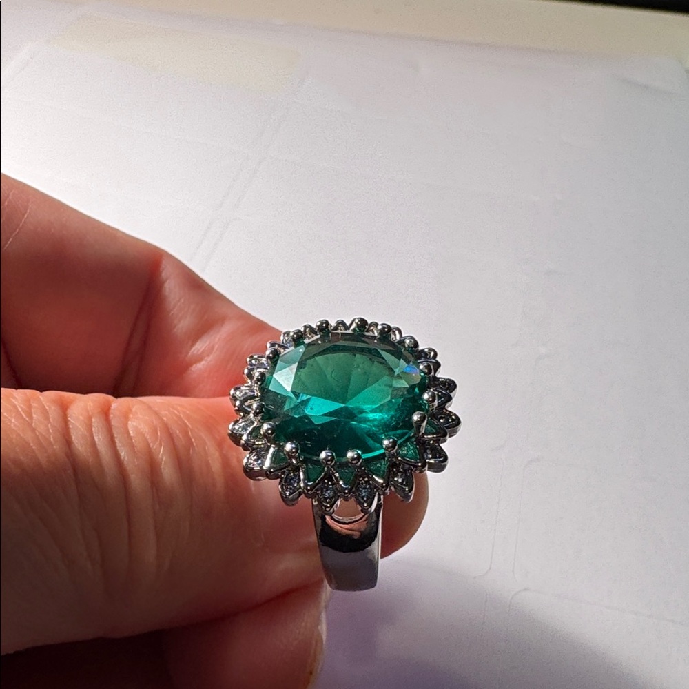 Emerald Ring Solid 925 Sterling Silver Rings Size… - image 4